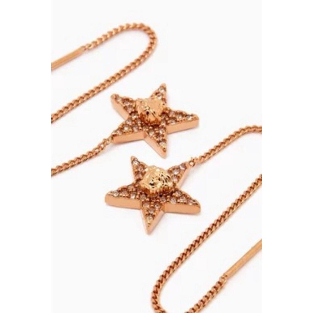 NIB Versace Medusa Crystal Star Gold Tone Charm Dangle Earrings $595 - Picture 2 of 8